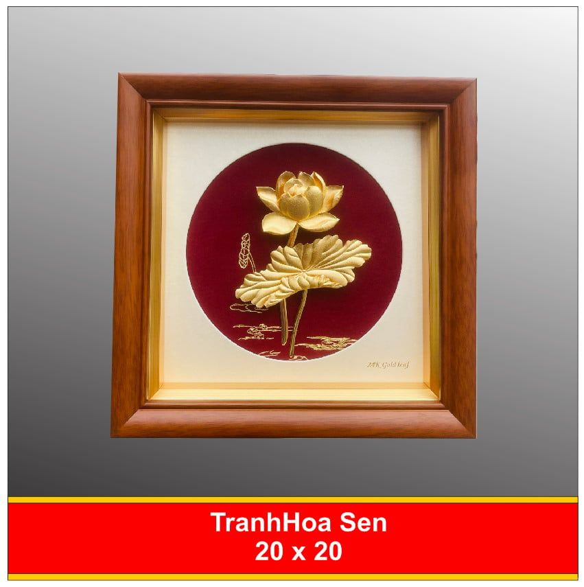 Tranh Hoa Sen Mạ Vàng 2020T