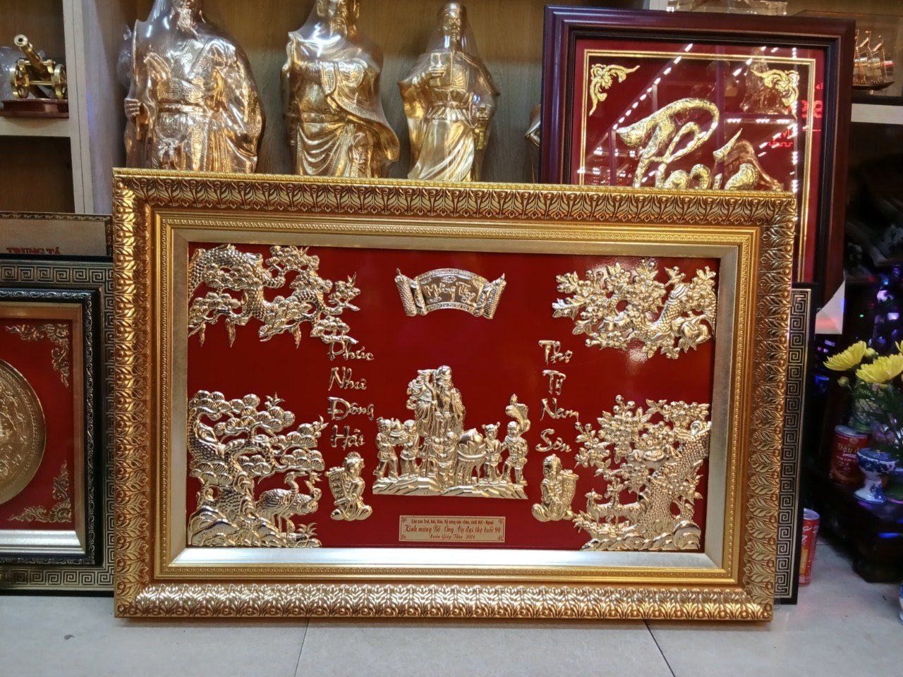Tranh Mừng Thọ Ông Mạ Vàng - 80120