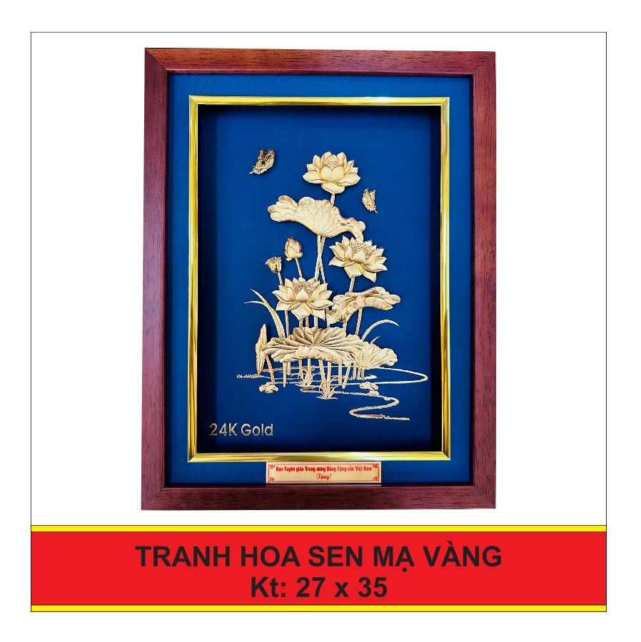 Tranh Hoa Sen Mạ Vàng 30x30