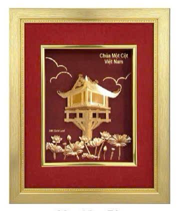 Tranh Chùa Một Cột Mạ Vàng