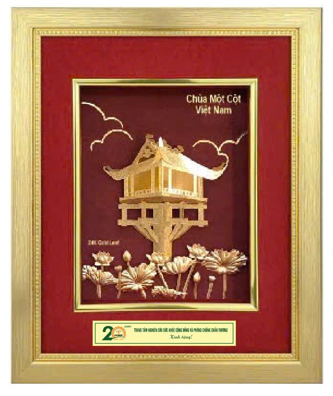 Tranh Chùa Một Cột Mạ Vàng