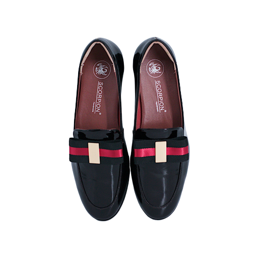 Giày Moccasin Nữ Đính Nơ Đen Bóng 693.40