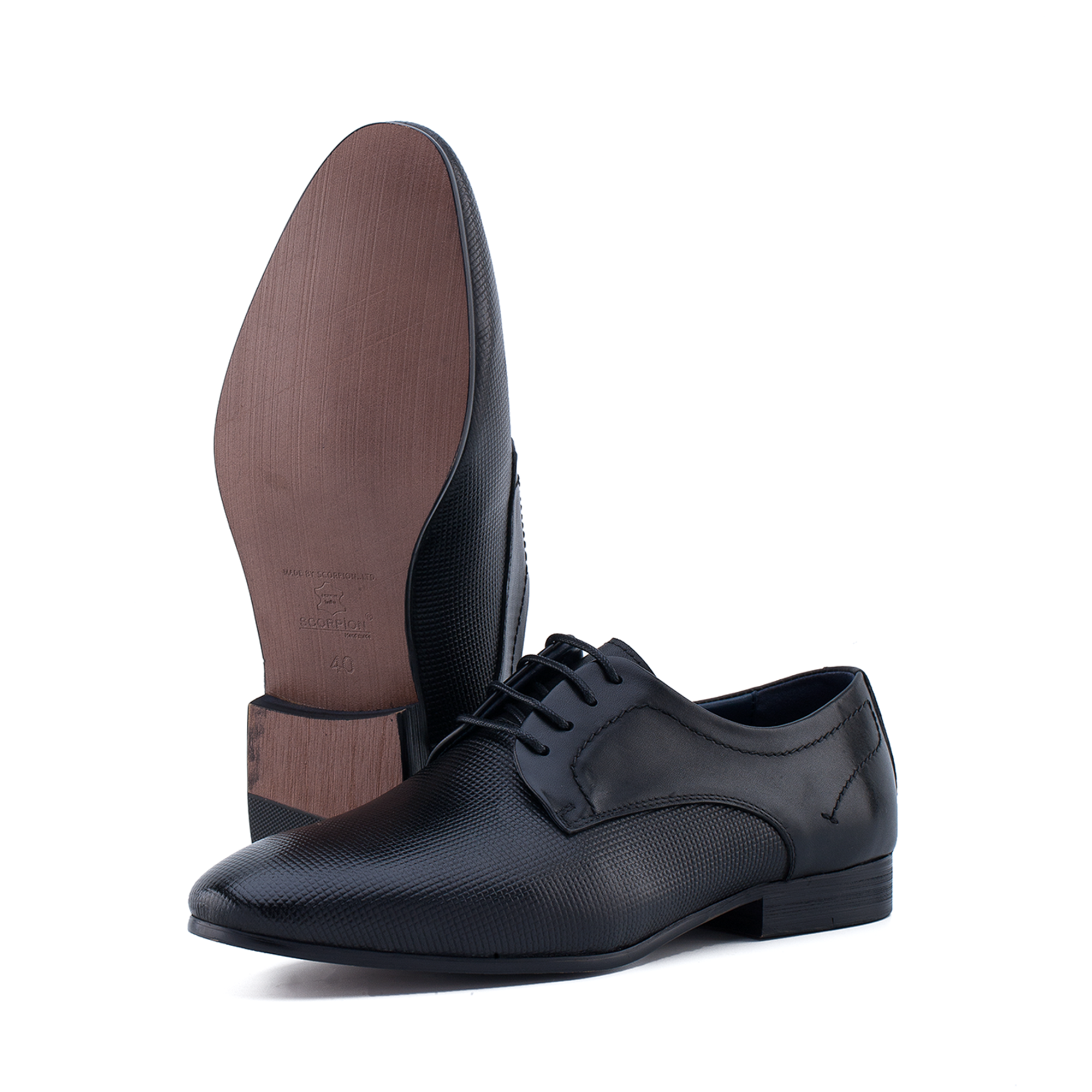 Giày Da Nam Buộc Dây Đen 28A.35