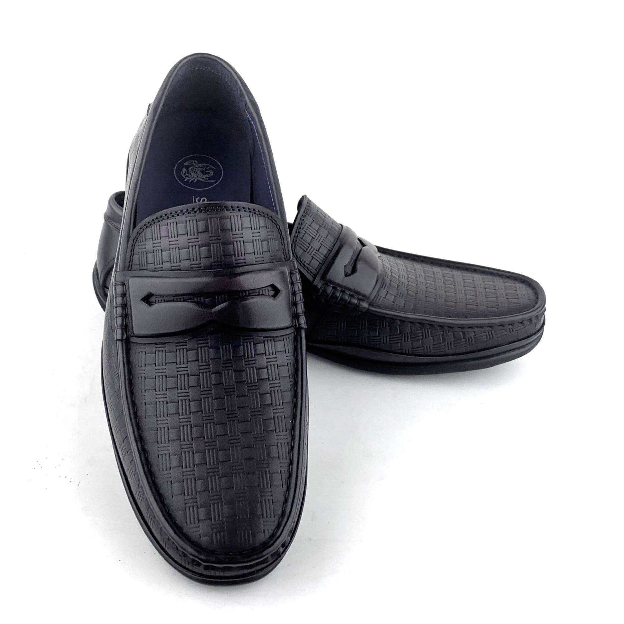 Giày Moccasin Nam Da Vân Đen 28G.8