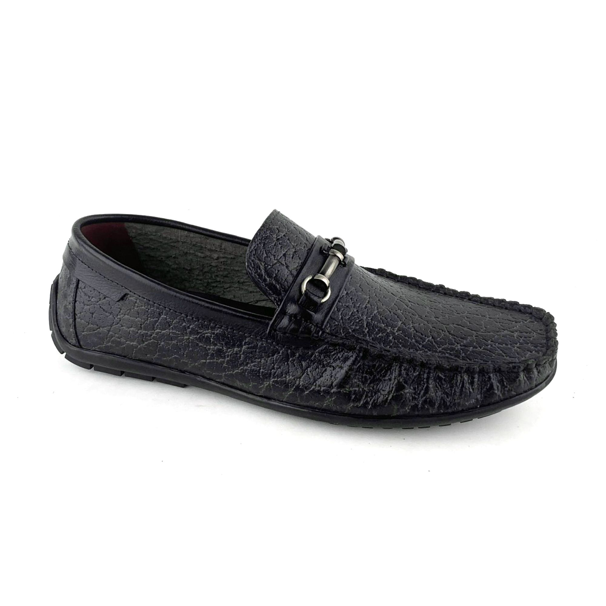 Giày Moccasin Nam Da Vân Đen 28LĐ.7