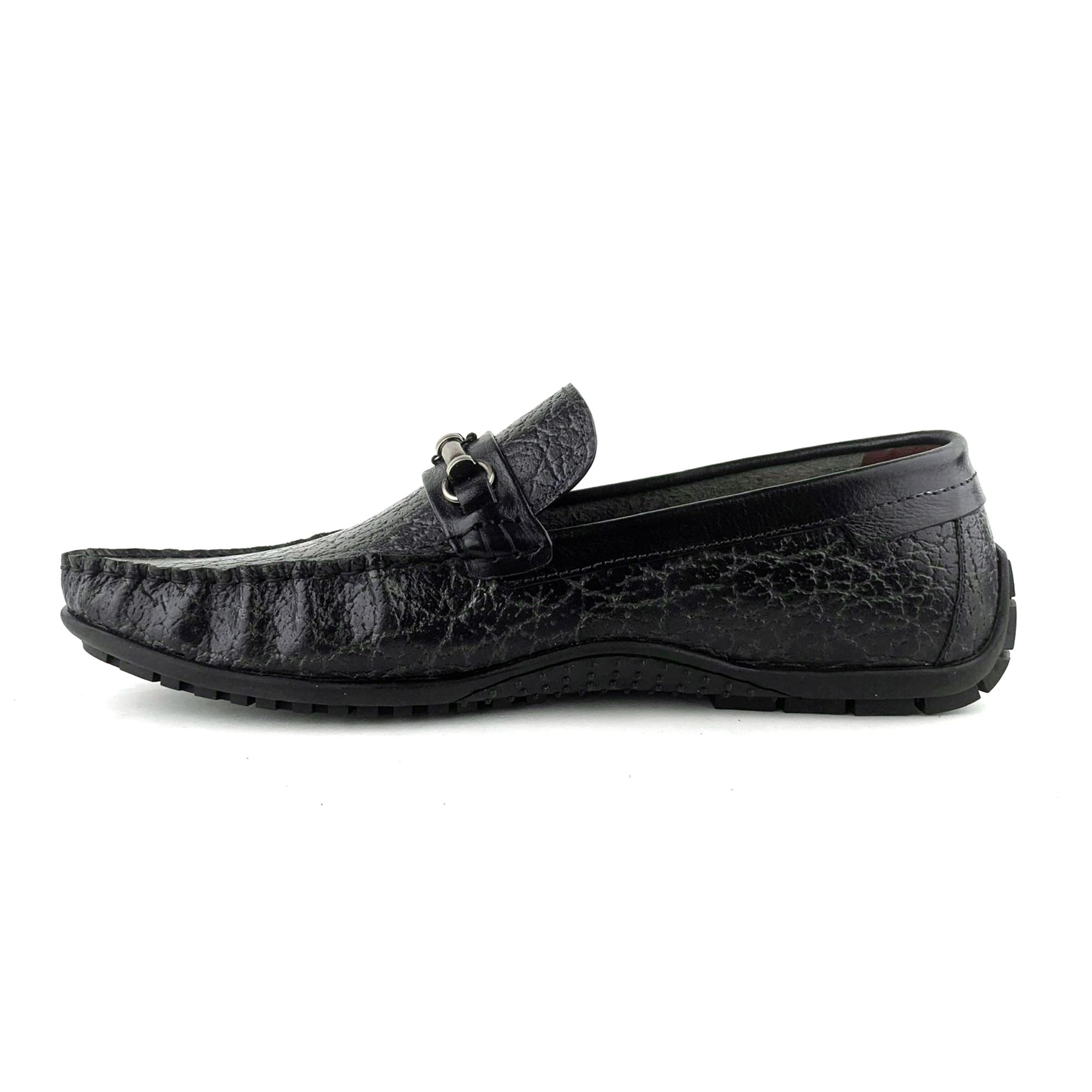 Giày Moccasin Nam Da Vân Đen 28LĐ.7