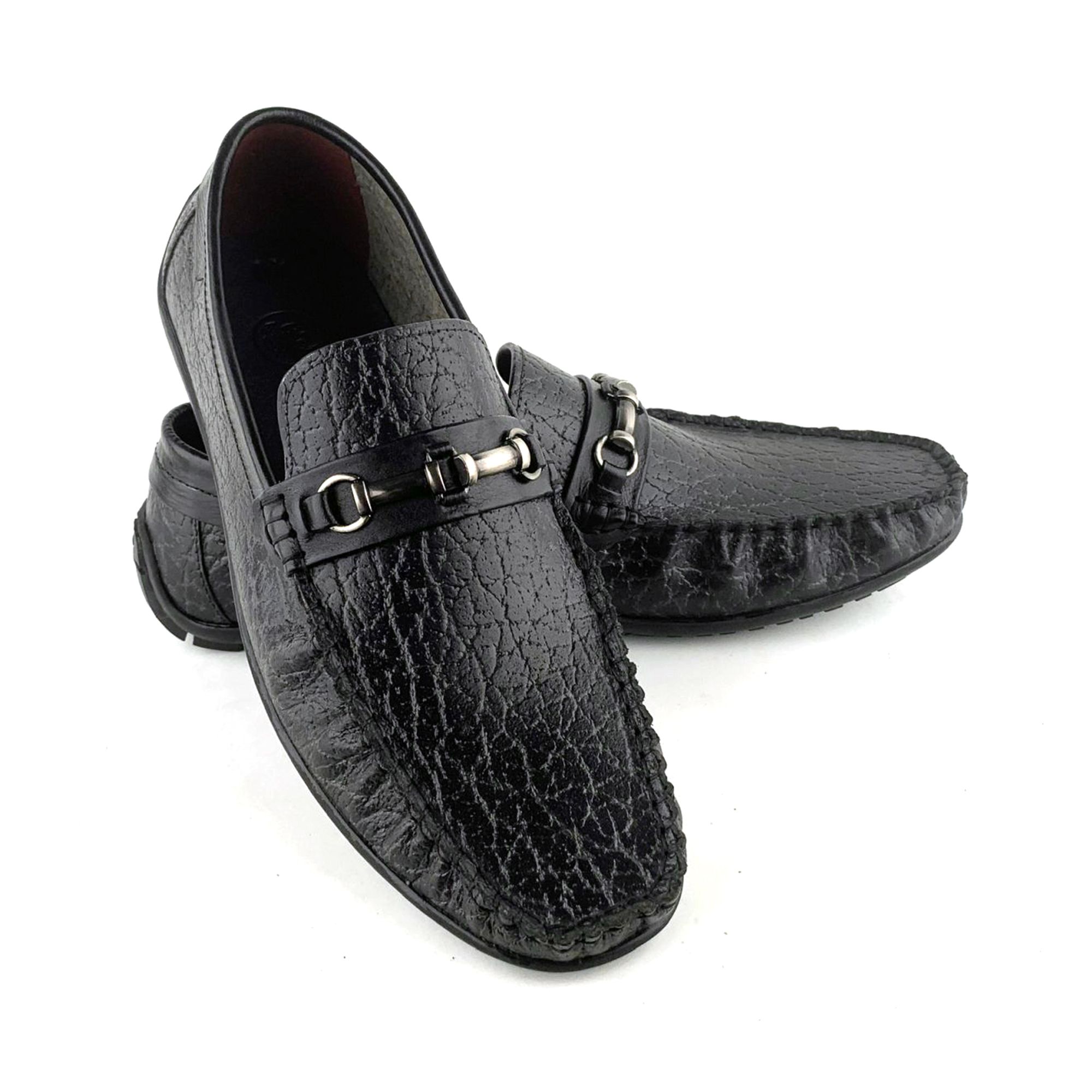 Giày Moccasin Nam Da Vân Đen 28LĐ.7
