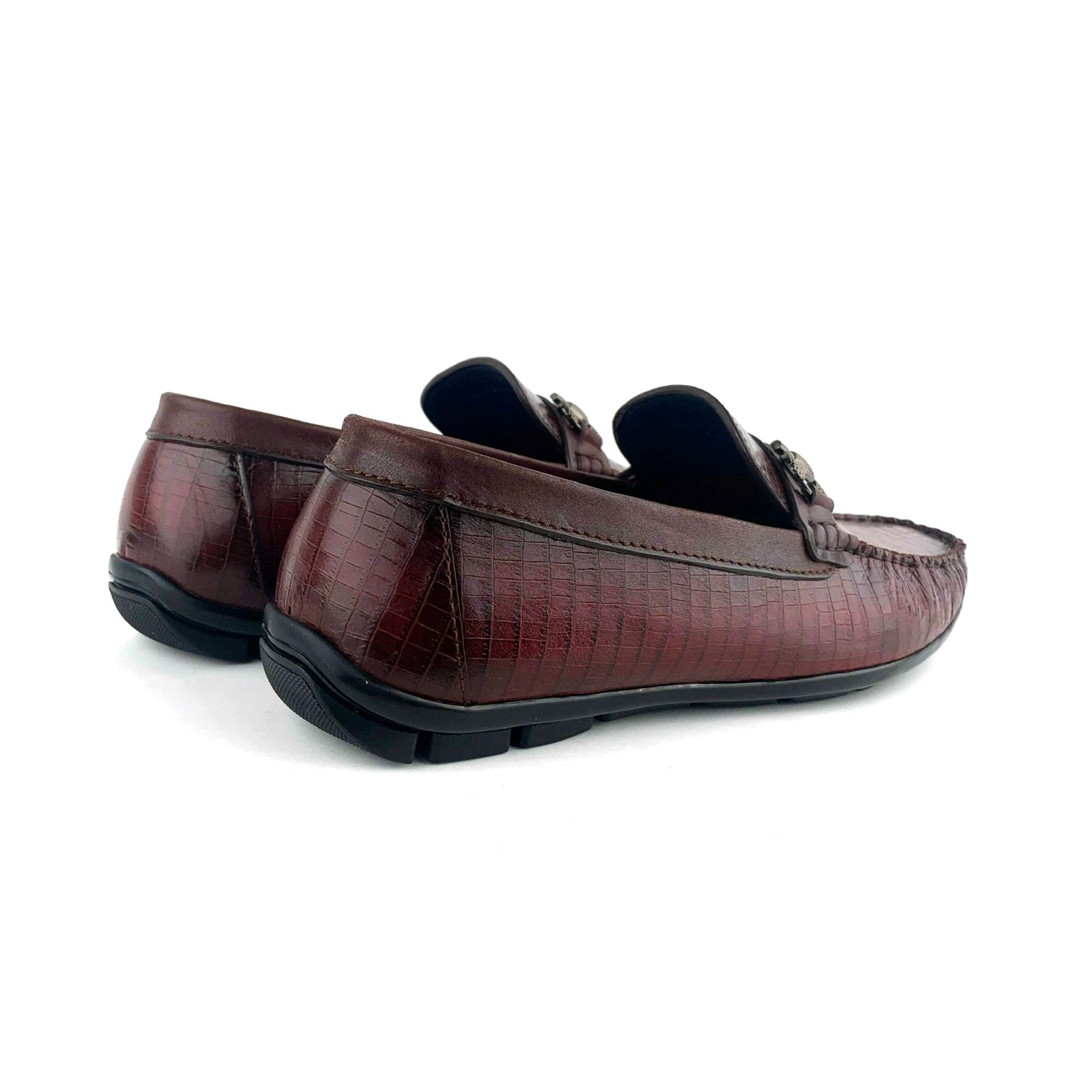 Giày Moccasin Nam Da Đỏ Mận 28LM.1