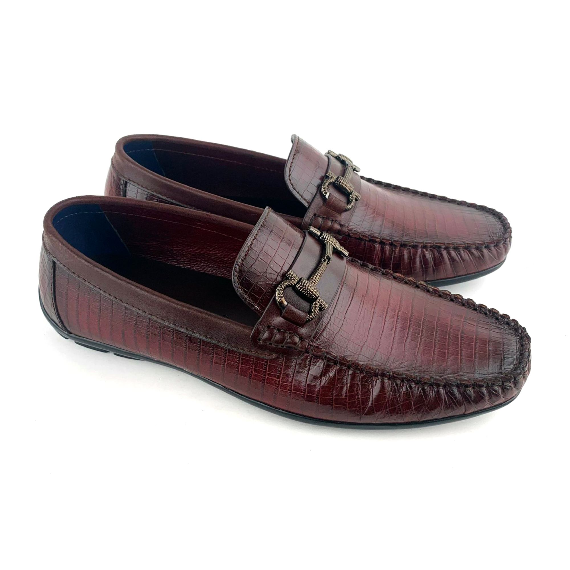 Giày Moccasin Nam Da Đỏ Mận 28LM.1