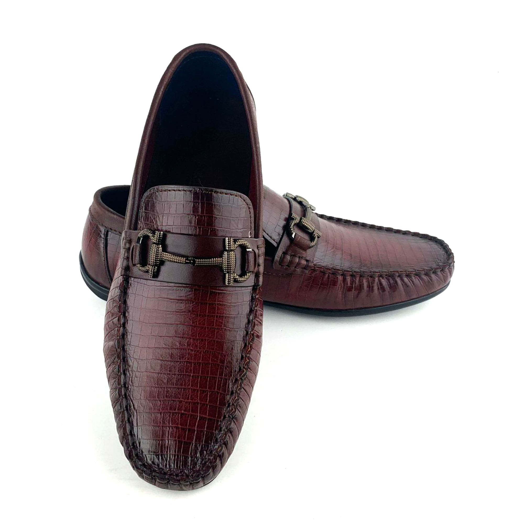 Giày Moccasin Nam Da Đỏ Mận 28LM.1