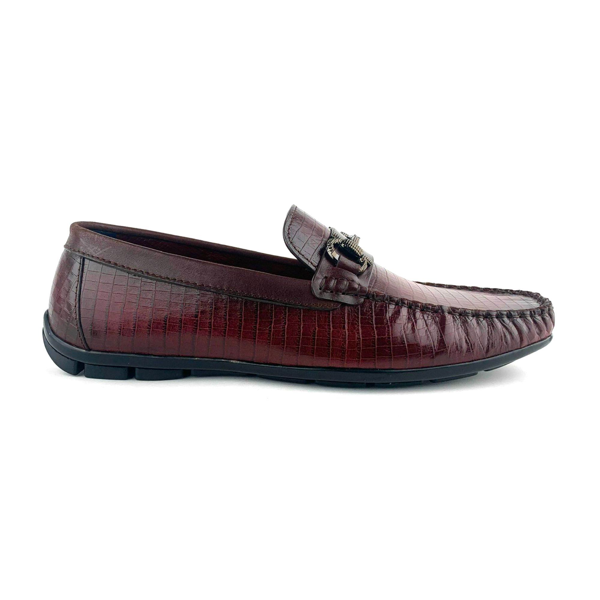 Giày Moccasin Nam Da Đỏ Mận 28LM.1