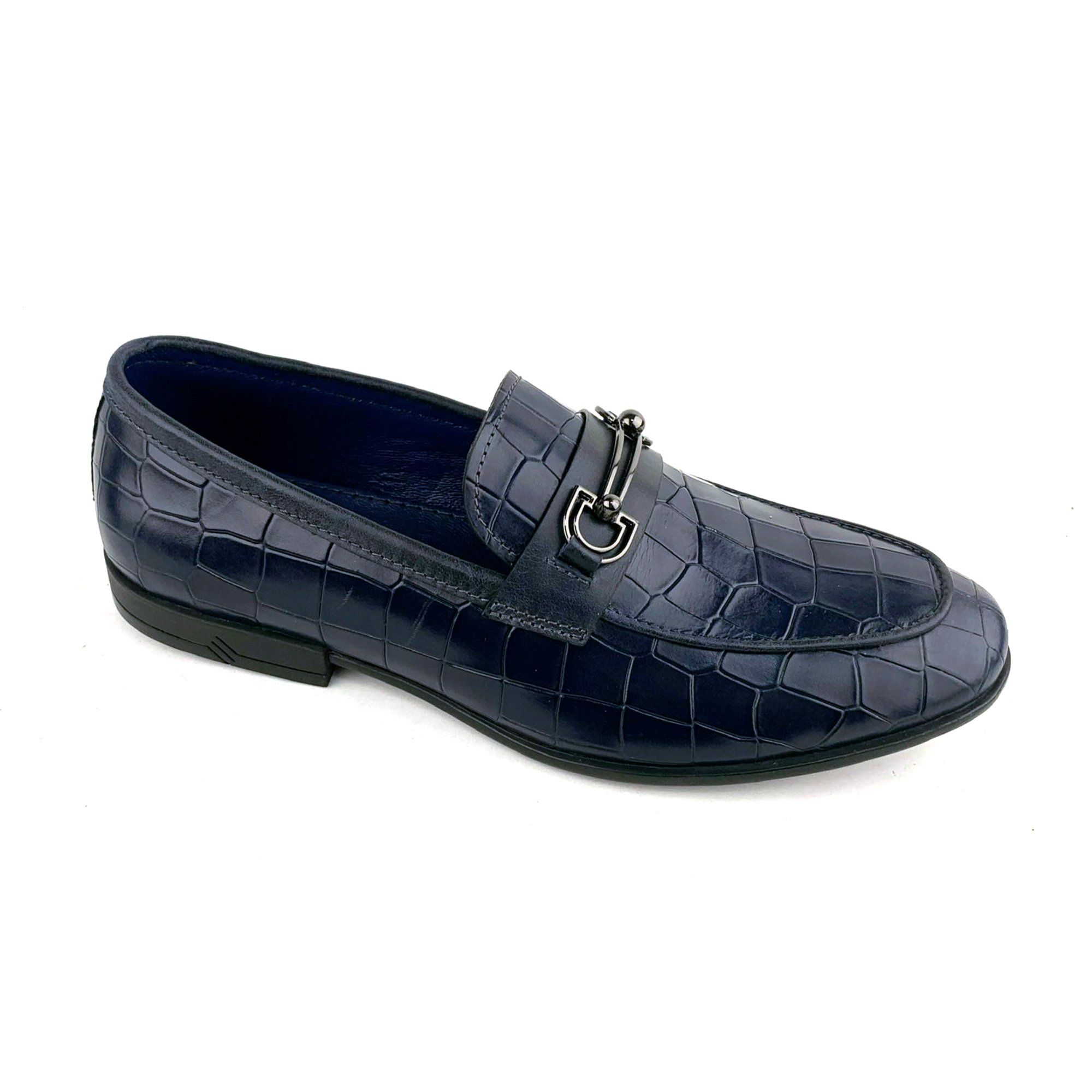 Giày Moccasin Nam Da Vân Xanh 28X.52