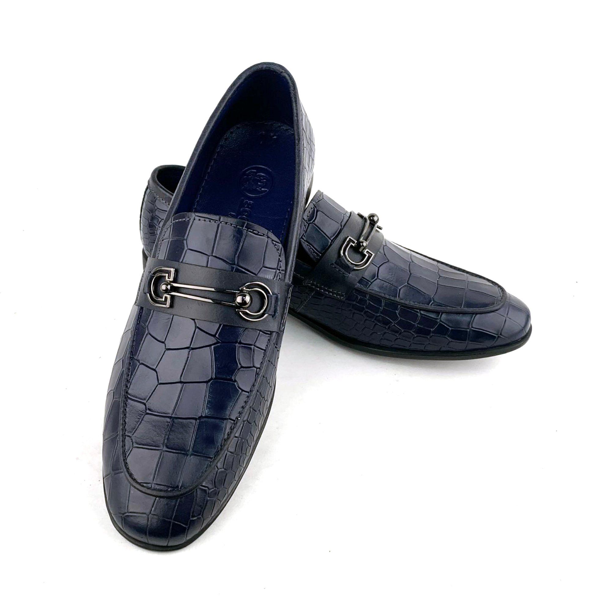 Giày Moccasin Nam Da Vân Xanh 28X.52