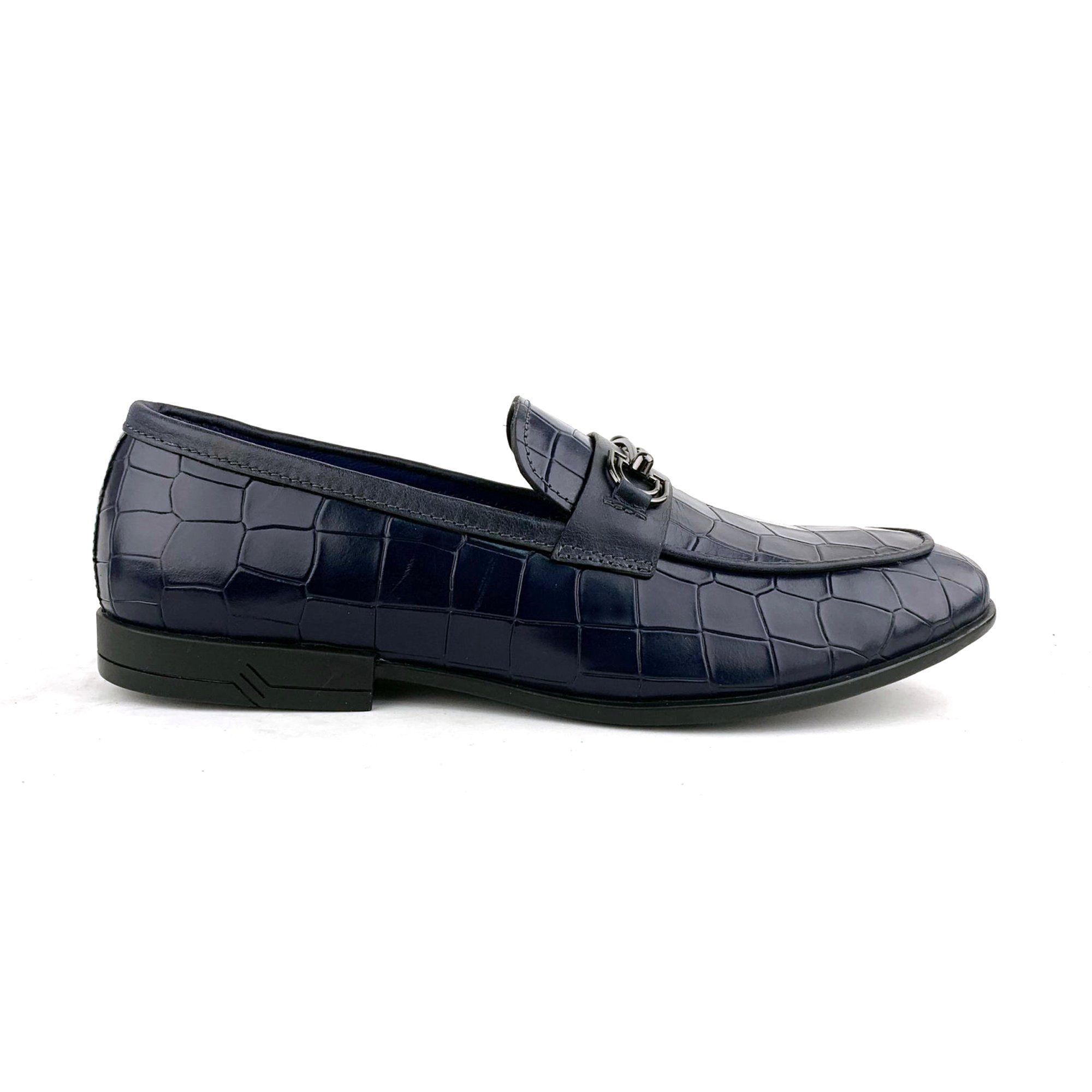 Giày Moccasin Nam Da Vân Xanh 28X.52