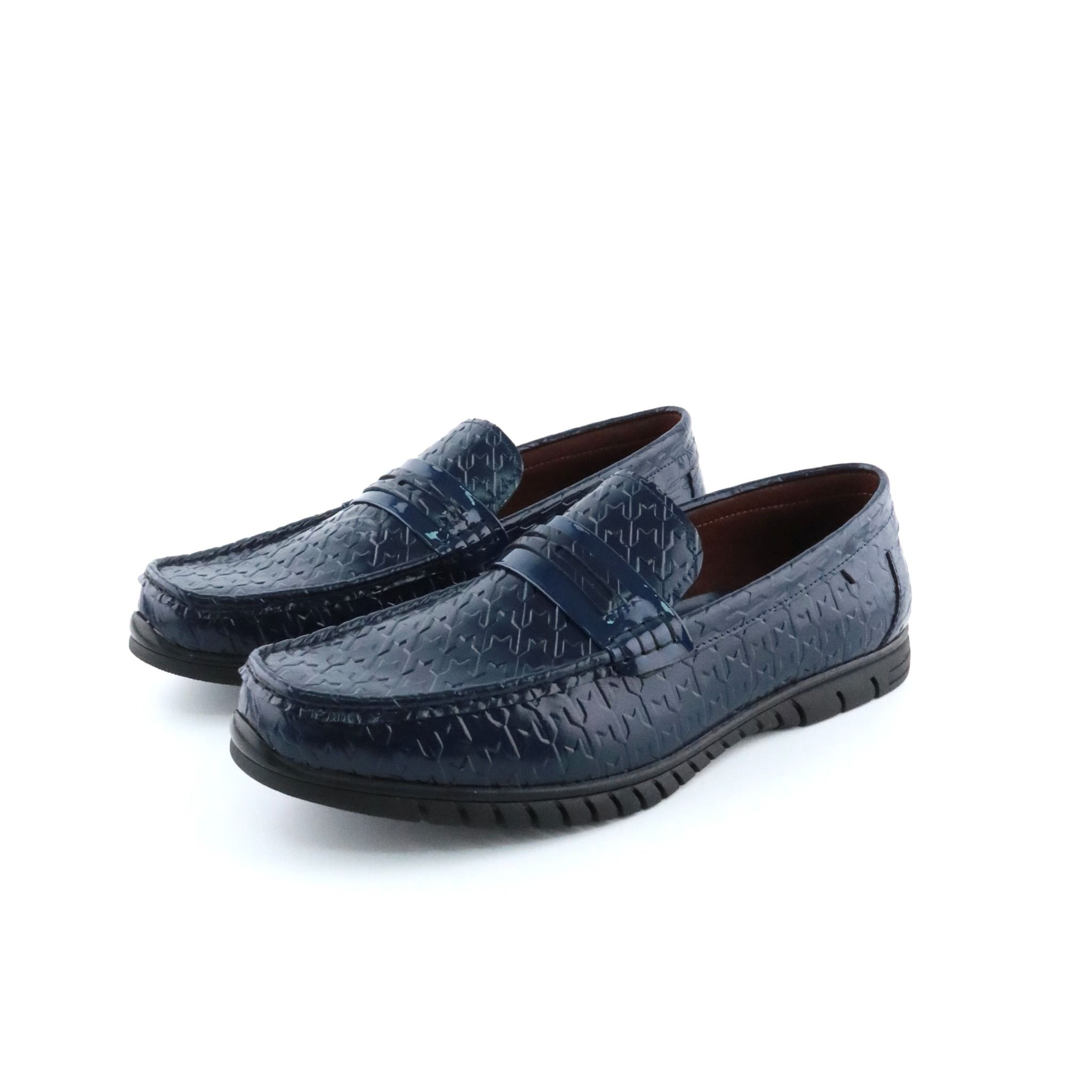 Giày Moccasin Nam Da Xanh Tím Than 28.10