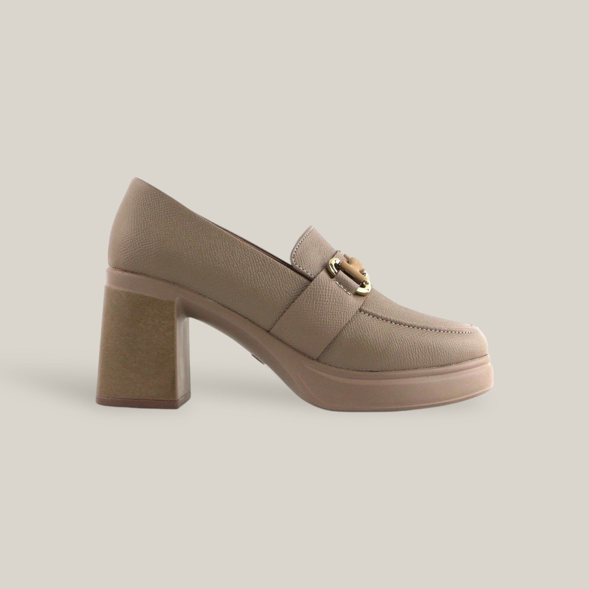 Giày Moccasin Nữ Trơn Nâu 19M.1