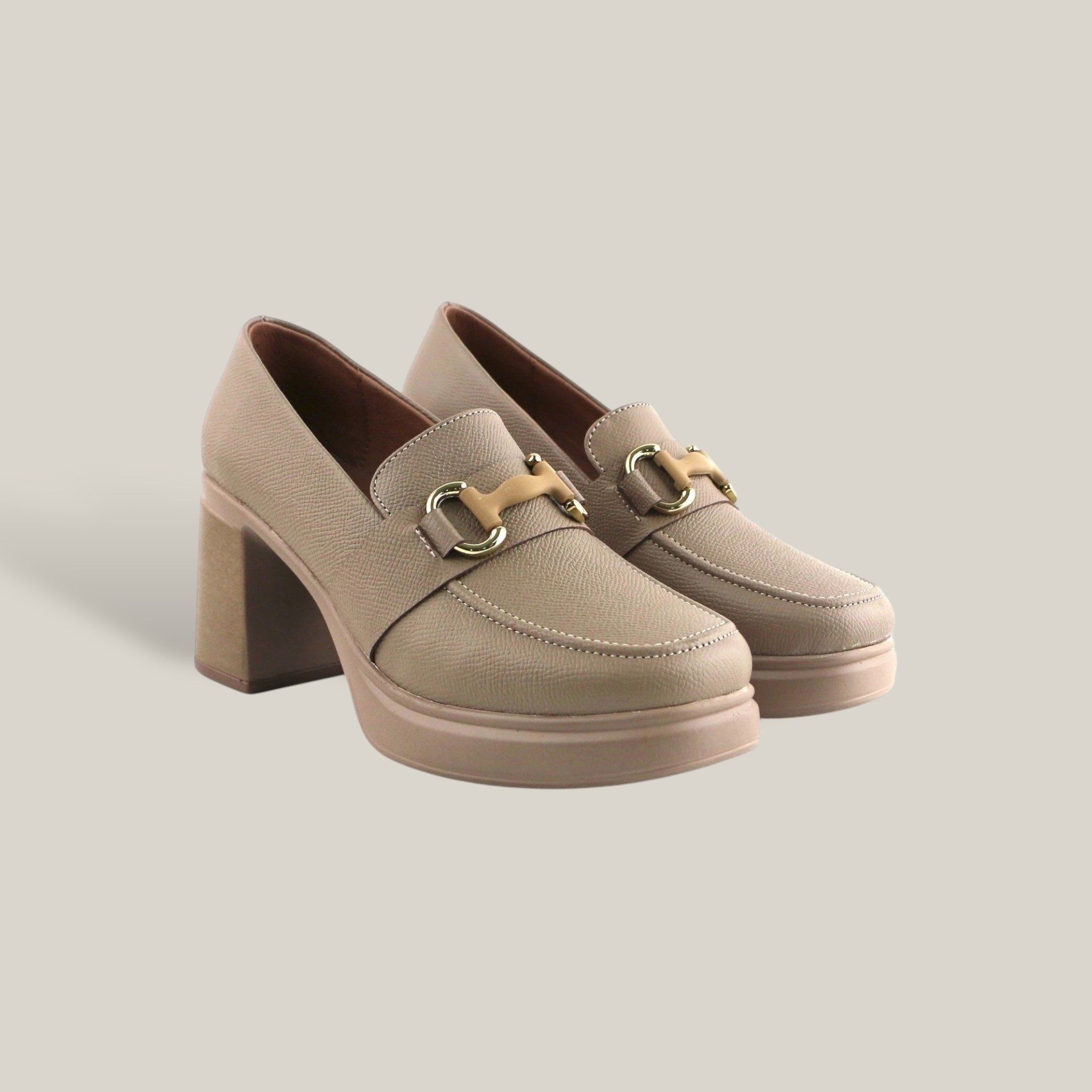 Giày Moccasin Nữ Trơn Nâu 19M.1