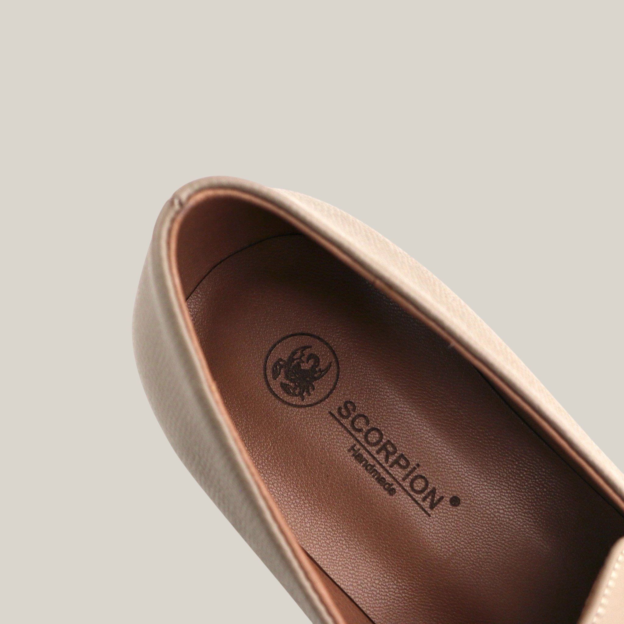 Giày Moccasin Nữ Trơn Nâu 19M.1