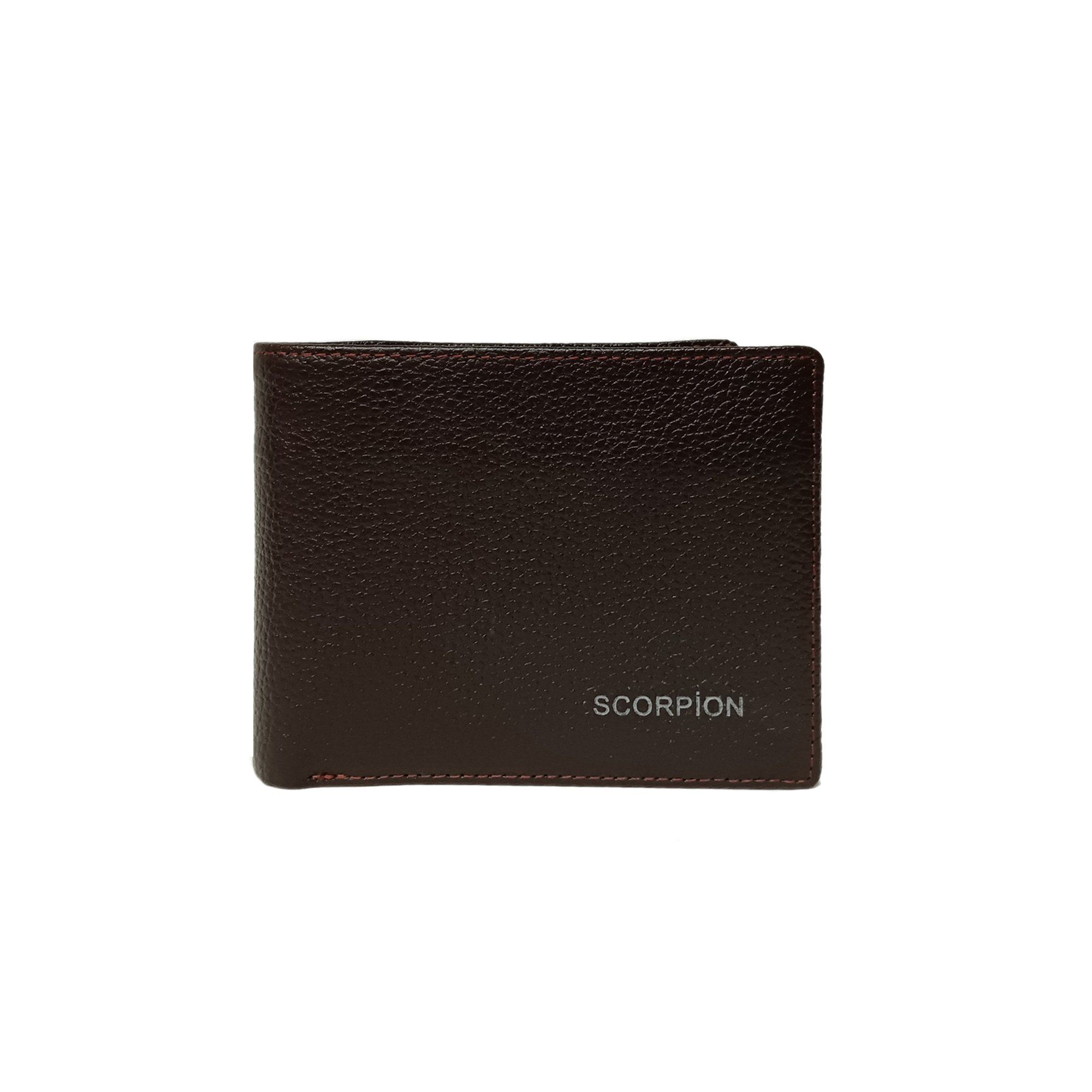 Ví Da Nam Gập Đôi Họa Tiết Scorpion Nâu 99.23