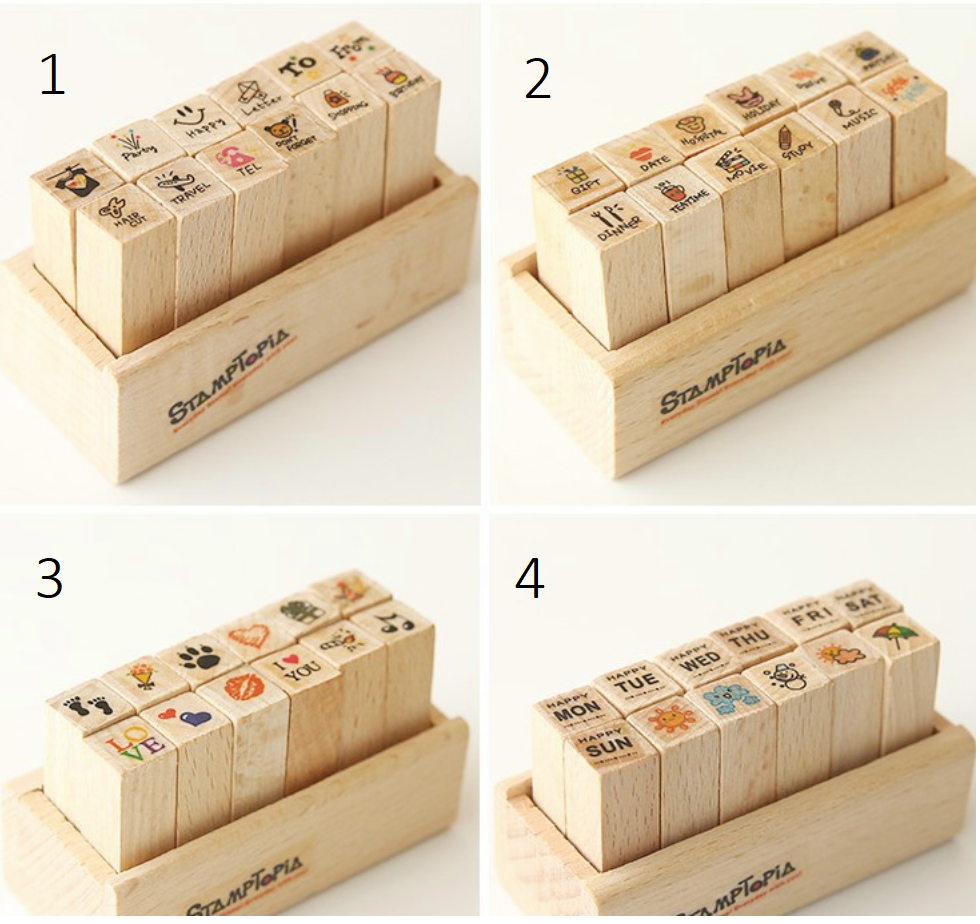 SET 12 CON DẤU GỖ
