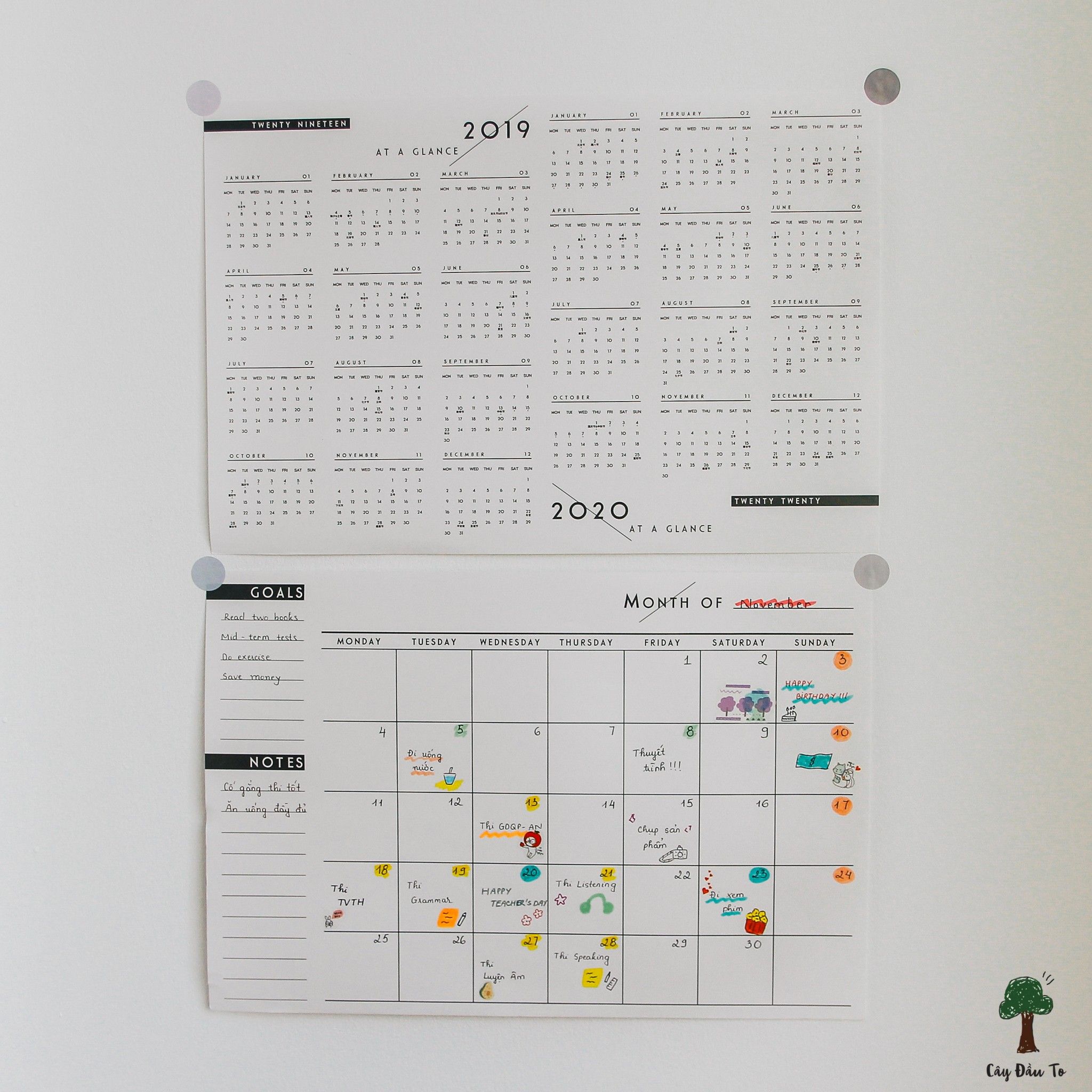 Giấy Lập Kế Hoạch Theo Tháng Và Năm One Year Planner A3