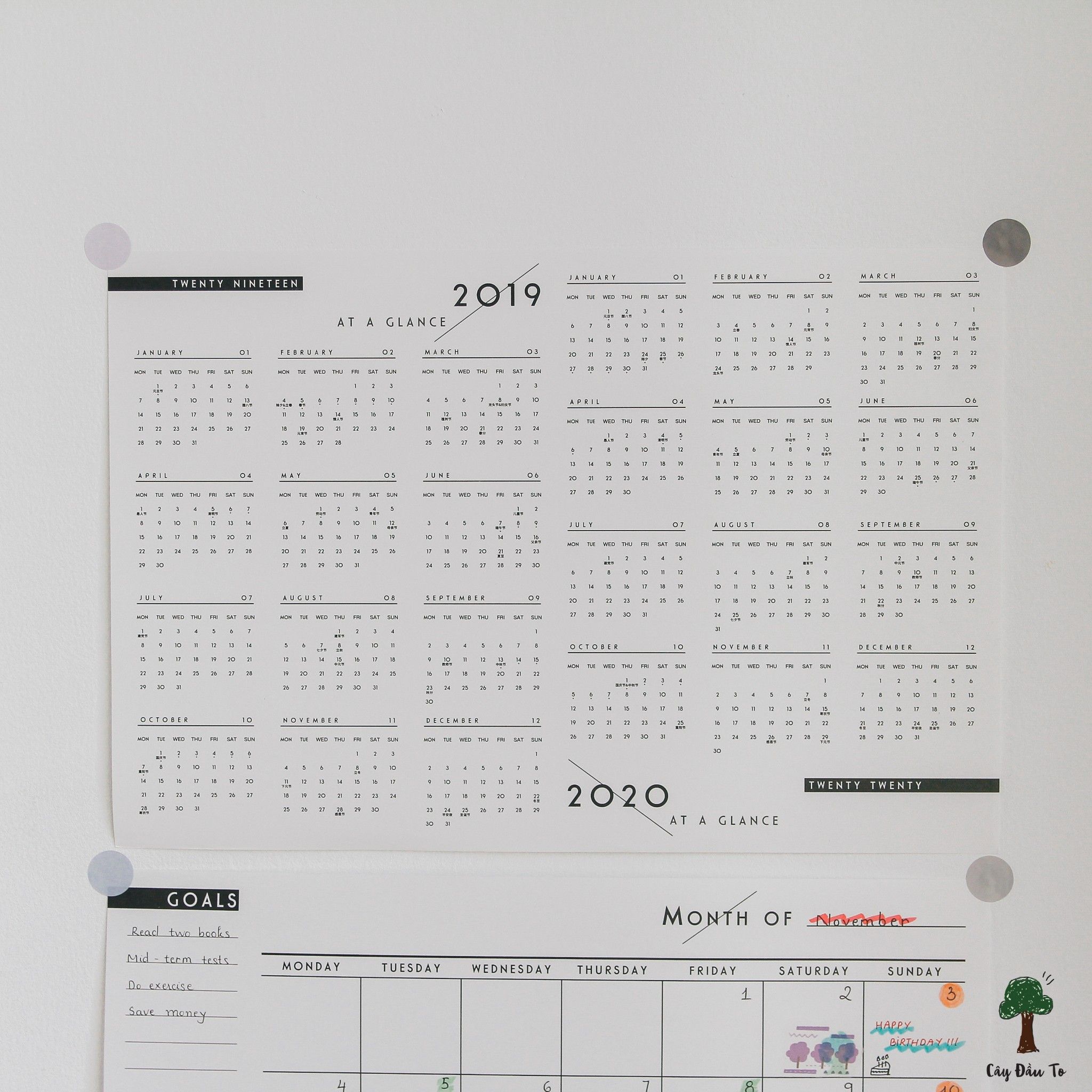 Giấy Lập Kế Hoạch Theo Tháng Và Năm One Year Planner A3
