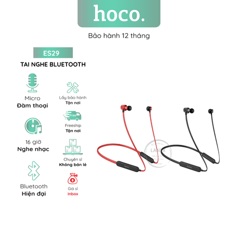 Tai Nghe Bluetooth Hoco Es29 Thể Thao 2 Bên Có Dây V5.0 Có Mic Dài 0.85m