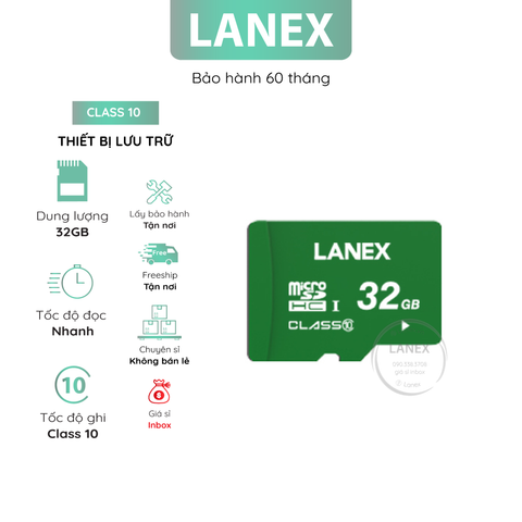 Thiết Bị Lưu Trữ Lanex 32Gb Thẻ Nhớ Micro Class 10 Lmc Đủ Dung Lượng Chuyên Dụng Cho Camera Và Điện Thoại