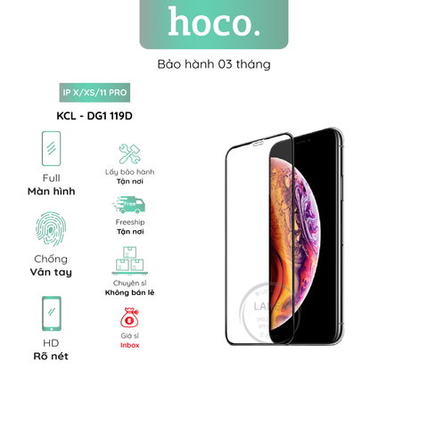 Kính Cường Lực Hoco Dg1 119D Ip X / Xs / 11 Pro Full Màn Hình