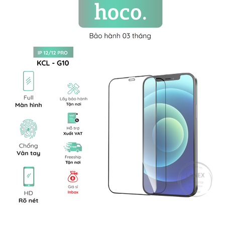 Kính Cường Lực Hoco G10 Ip 12 / 12 Pro Full Màn Hình ( Hộp 25 Miếng / Giá 1 Miếng )