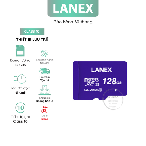 Thiết Bị Lưu Trữ Lanex 128Gb Thẻ Nhớ Micro Class 10 U3 Lmc Đủ Dung Lượng Chuyên Dụng Cho Camera Và Điện Thoại