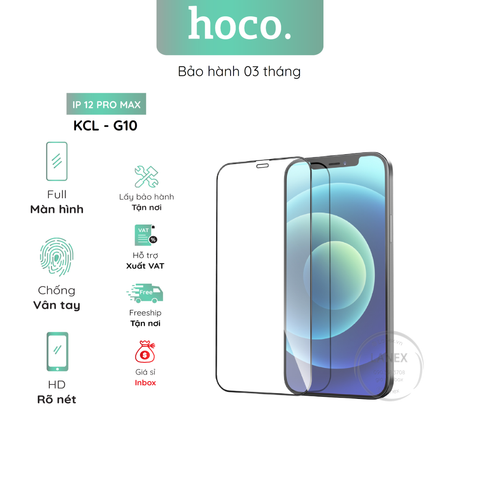 Kính Cường Lực Hoco G10 Ip 12 Pro Max Full Màn Hình ( Hộp 25 Miếng / Giá 1 Miếng )