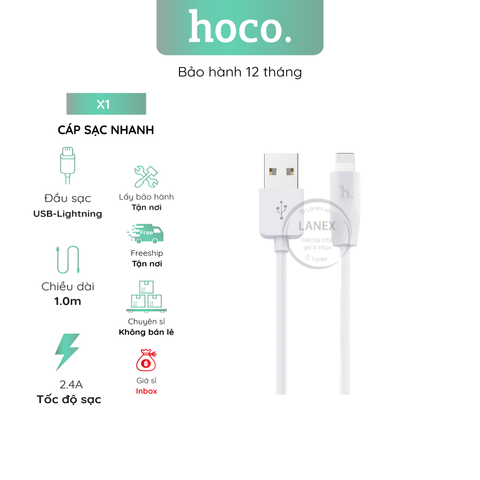 Cáp Sạc Nhanh Hoco X1 Nhựa Tpe Lightning 2.4a Dài 1.0m