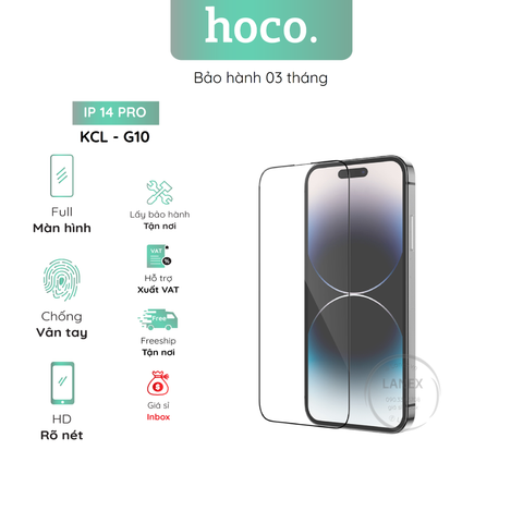 Kính Cường Lực Hoco G10 Ip 14 Pro Full Màn Hình ( Hộp 25 Miếng / Giá 1 Miếng )