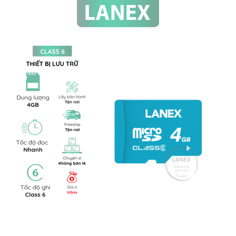 Thiết Bị Lưu Trữ Lanex 4Gb Thẻ Nhớ Micro Class 6 Lmc Đủ Dung Lượng Chuyên Dụng Cho Camera Và Điện Thoại