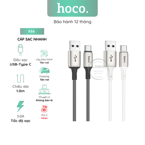 Cáp Sạc Nhanh Hoco X66 Nhựa Tpe Type C To Type C 3.0a 60w Dài 1.0m