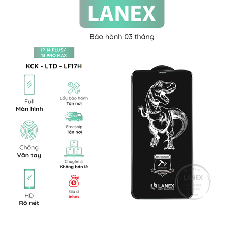 Kính Cường Lực Lanex Ltd - Lf17h Hd Ip 14 Plus / 13 Pro Max Full Màn Hình ( Hộp 10 Miếng / Giá 1 Miếng )