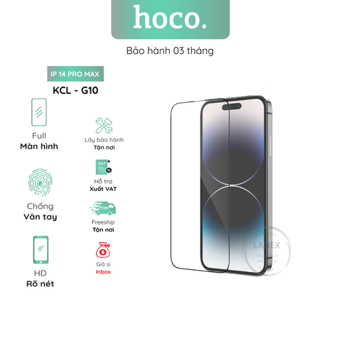 Kính Cường Lực Hoco G10 Ip 14 Pro Max Full Màn Hình ( Hộp 25 Miếng / Giá 1 Miếng )