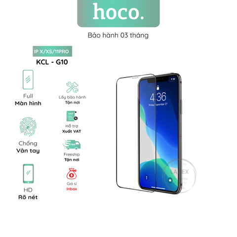 Kính Cường Lực Hoco G10 Ip X / Xs / 11 Pro Full Màn Hình ( Hộp 25 Miếng / Giá 1 Miếng )