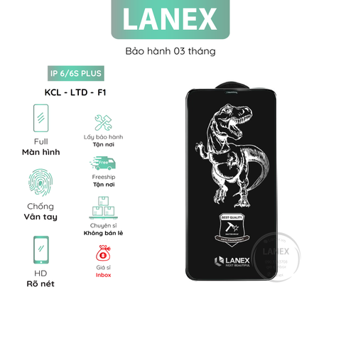 Kính Cường Lực Lanex Ltd - F1 Hd Ip 6 / 6S Plus Full Màn Hình ( Hộp 10 Miếng / Giá 1 Miếng )