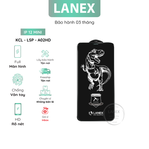 Kính Cường Lực Lanex Lsp - A02hd Hd Ip 12 Mini (5.4 In) Full Màn Hình ( Hộp 10 Miếng / Giá 1 Miếng )