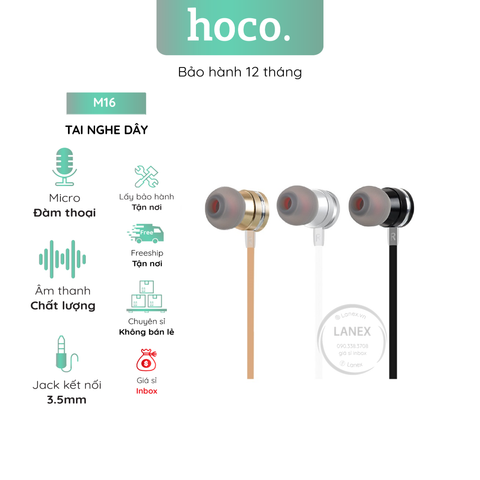 Tai Nghe Dây Hoco M16 Tpe Jack 3.5mm Có Mic Dài 1.2m