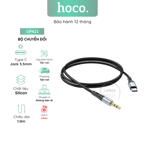 Bộ Chuyển Đổi Hoco Upa22 Cáp Audio Nhựa Silicon Type C Đến Jack 3.5mm Dài 1.0m
