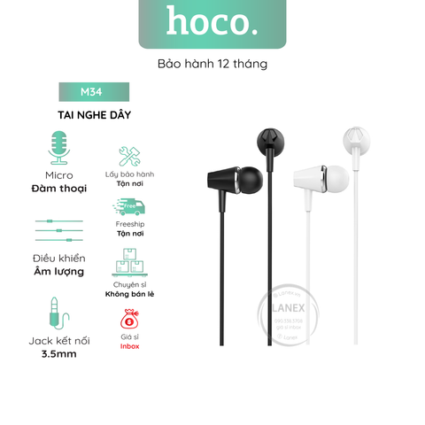 Tai Nghe Dây Hoco M34 Tpe Jack 3.5mm Có Mic Dài 1.2m