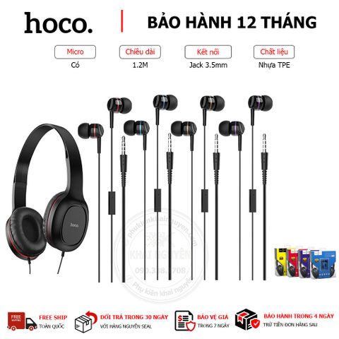 HEADPHONE JACK 3.5M CÓ MIC HOCO W24 - DÀI 1.2M - KÈM THEO TAI NGHE