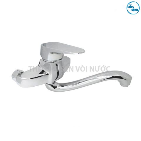 Vòi rửa chén âm tường nóng lạnh Đồng Mạ Crom Sandra SD-318