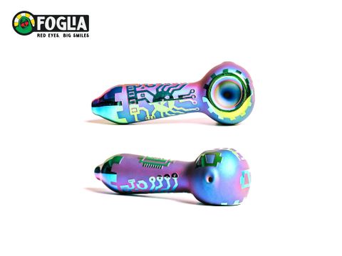 Glass Pipe Foglia Green Purple