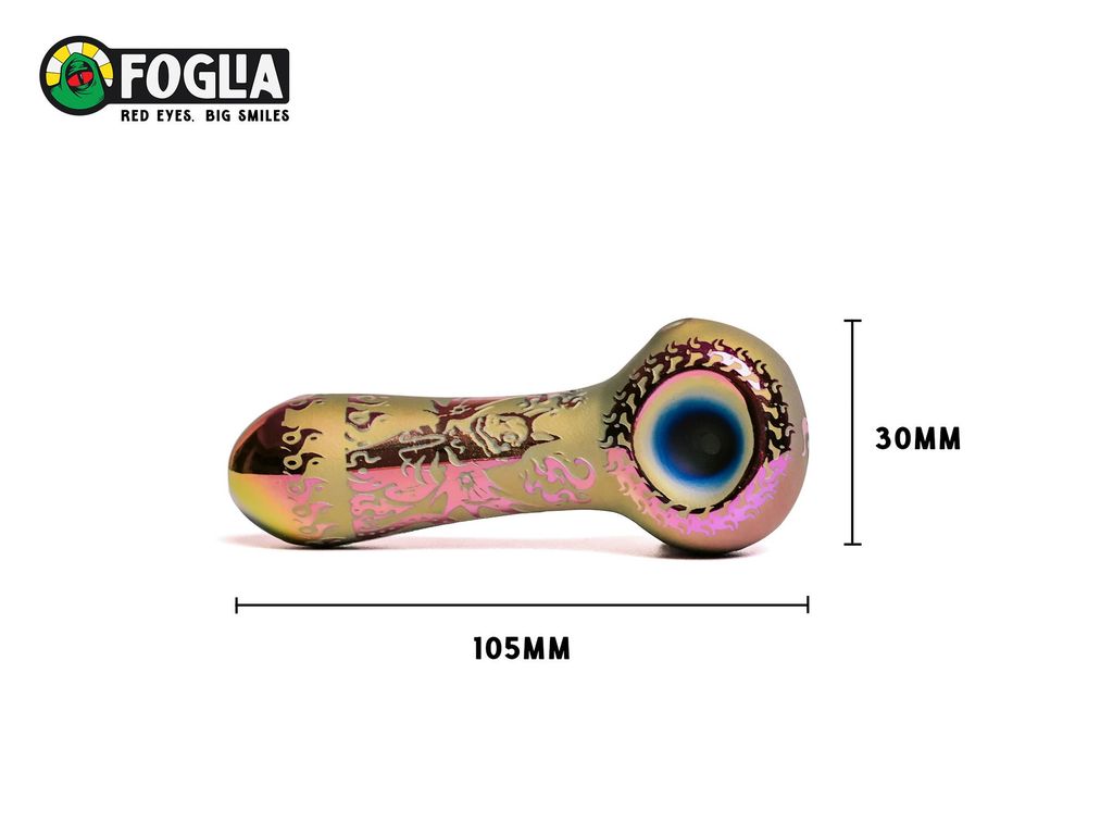 Glass Pipe Foglia Gold Purple