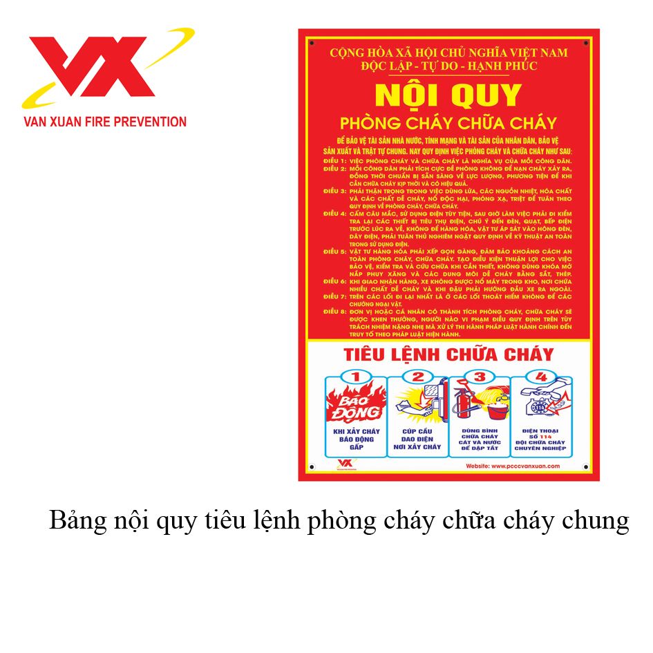 Bảng nội quy tiêu lệnh phòng cháy chữa cháy chung