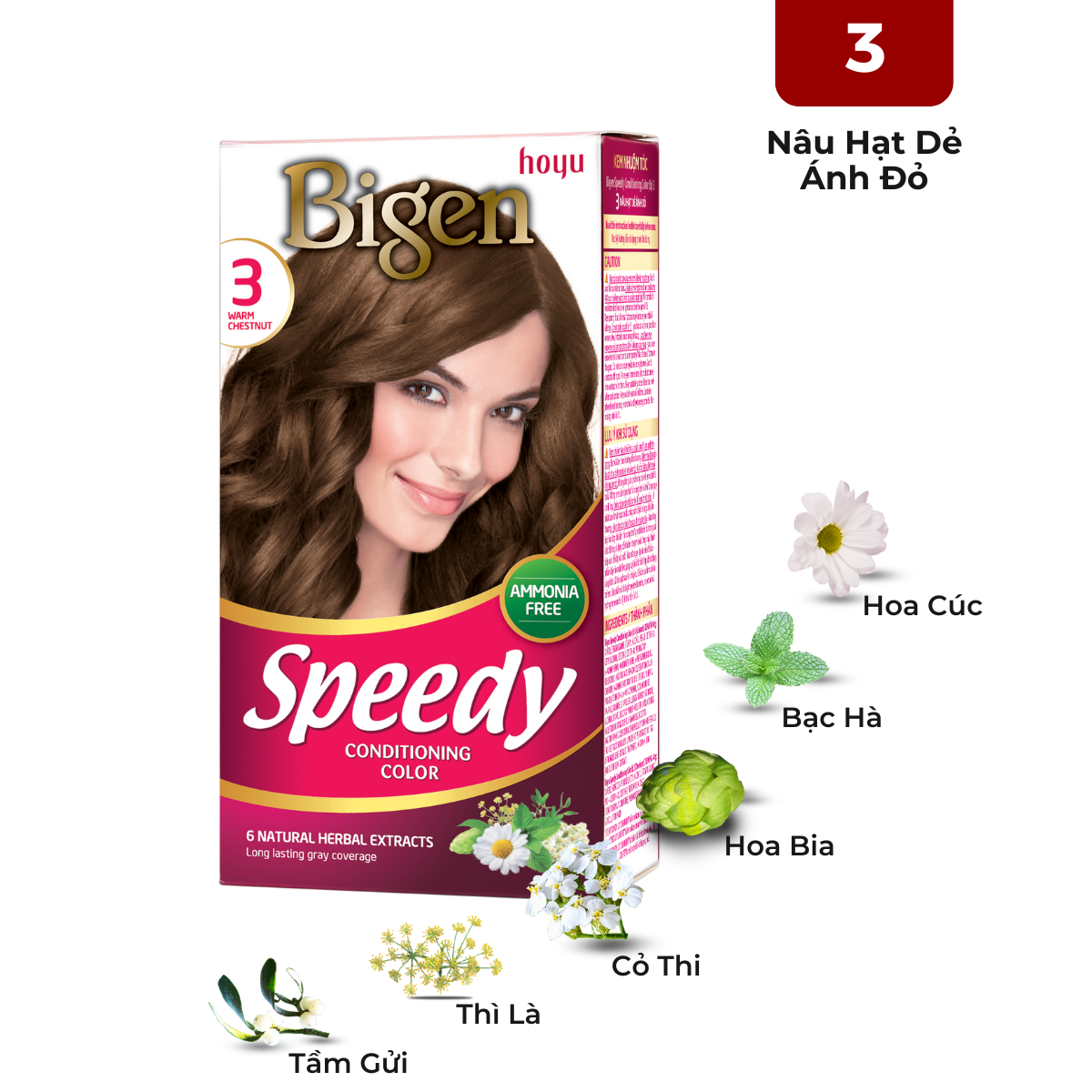 Nhuộm Phủ Bạc Thời Trang Bigen Số 3 - Nâu Ánh Đỏ